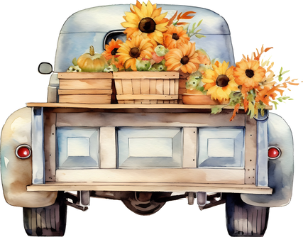 watercolor Autumn truck