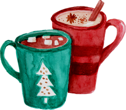 Handpainted Watercolor Christmas Hot Beverages