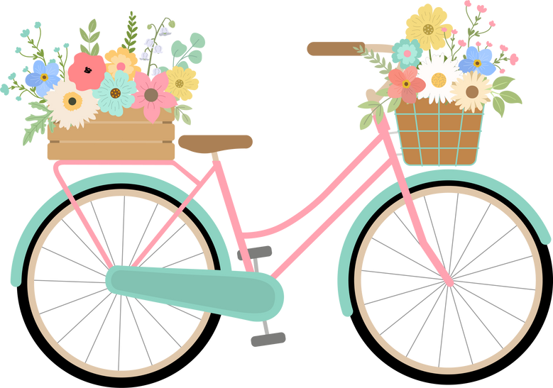 Spring floral bike with basket and crate